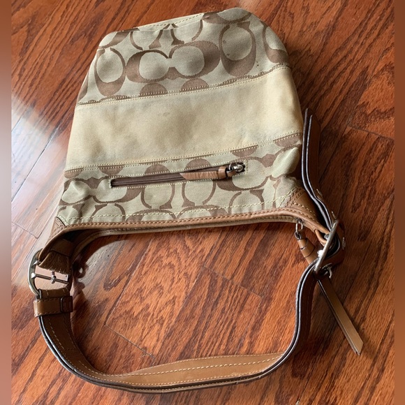 Coach Khaki Signature  Leather Trim Satchel Shoulder/Bodycross Bag - Picture 2 of 3